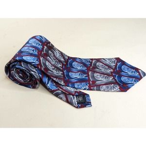 Vintage Greatful Dead Mens Necktie Red Blue Novelty 100% Silk Woven Classic USA